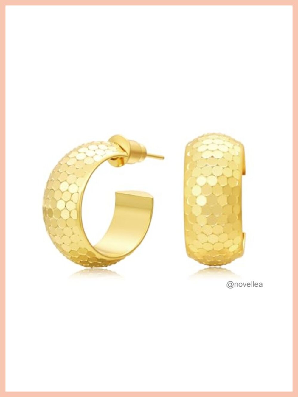 18K Gold Plated Hammered Chunky Hoop Earrings for Women Hypoallergenic